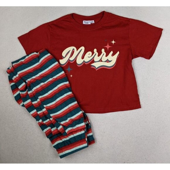 WOMEN'S CHRISTMAS PAJAMA SET - MIGHTY FINE - CROP TOP & PANTS - SIZE XS - Picture 2 of 13